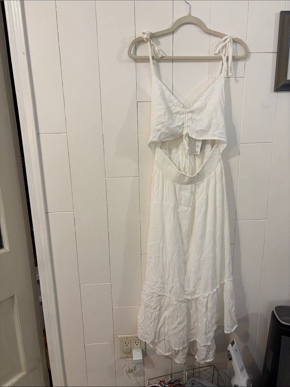 Hollister White Maxi Dress with Tie Straps